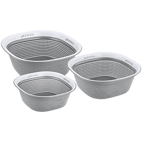 Joyo Better Home Square Plastic Multipurpose Fruits/Vegetable Basket - Assorted Colour, 3 pcs  High-Quality & Unbreakable