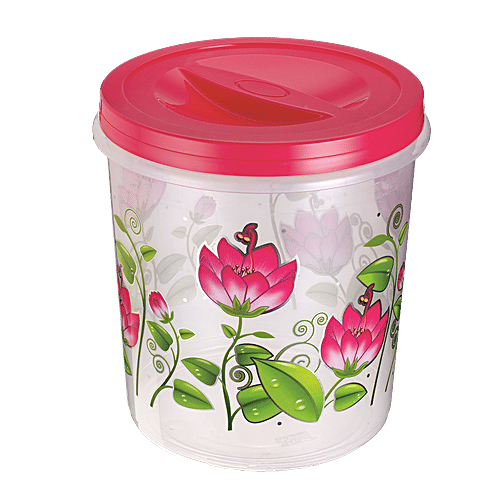 Ratan Printed Plastic Container Storage Crystal - Pink, 1 L (Set of 3) 