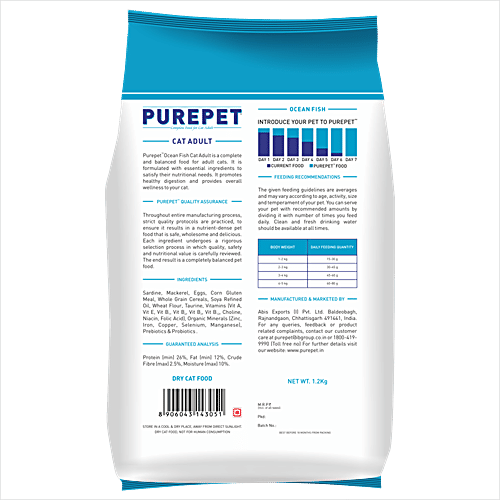 Purepet Adult Dry Cat Food - Ocean Fish, 1.2 kg Bag 