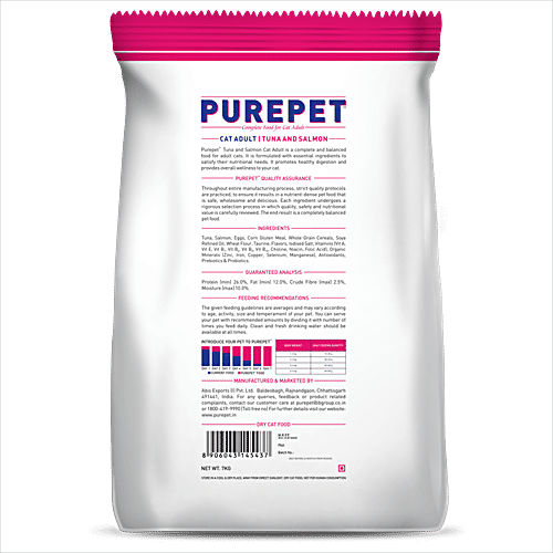 Purepet Adult Dry Cat Food - Tuna & Salmon, 7 kg Bag 