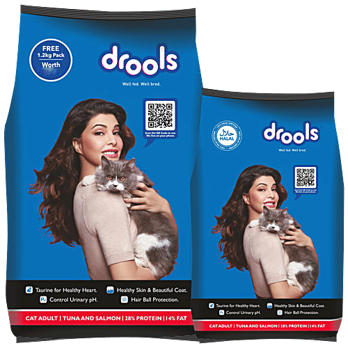 Buy Drools Dry Adult Cat Food With Tuna & Salmon, Improves Digestion