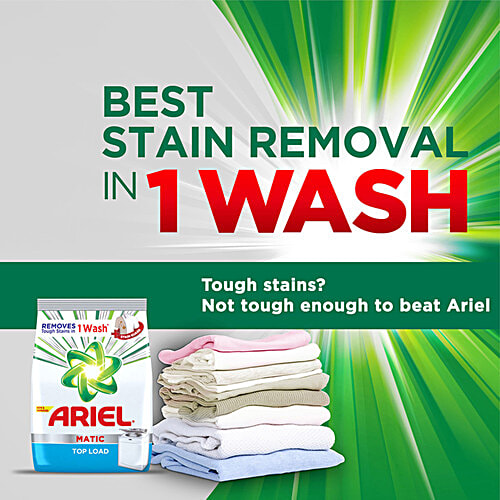 Ariel Matic Top Load Detergent Powder, 6 kg (Get 1 L Matic Liquid Free) Remove Tough Stains, Bright Guard