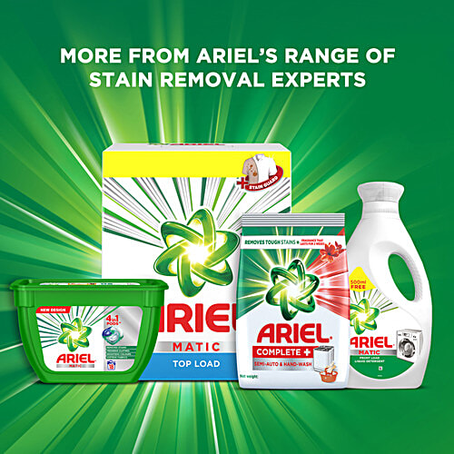 Ariel Matic Top Load Detergent Powder, 6 kg (Get 1 L Matic Liquid Free) Remove Tough Stains, Bright Guard