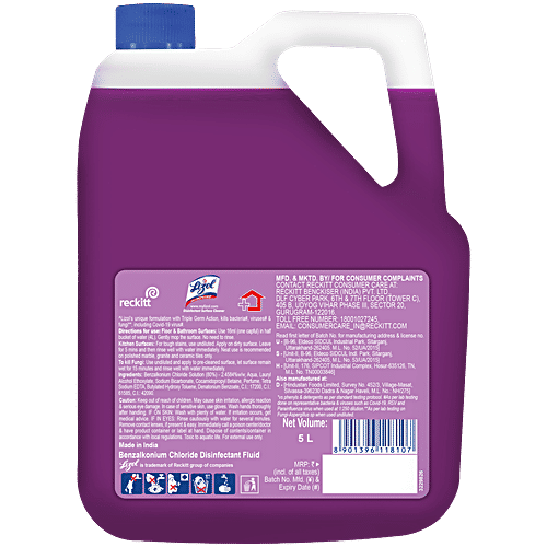 Lizol All-In-One Disinfectant Surface Cleaner Liquid - Lavender, 5 L  