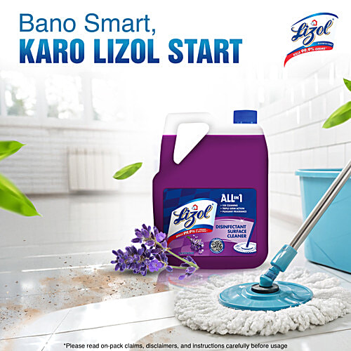 Lizol All-In-One Disinfectant Surface Cleaner Liquid - Lavender, 5 L  
