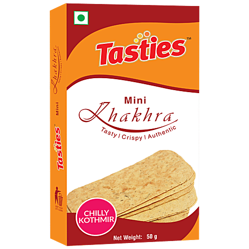 Tasties Whole Wheat Mini Khakhra - Chilly Kothmir, 50 g  