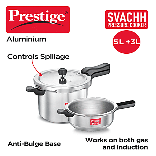 Prestige Svachh Outer Lid Pressure Cooker Combo-3L & 2L (10784), 2 Pcs (3L+2L) 