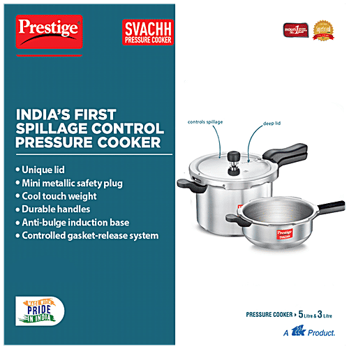 Prestige Svachh Outer Lid Pressure Cooker Combo-3L & 2L (10784), 2 Pcs (3L+2L) 