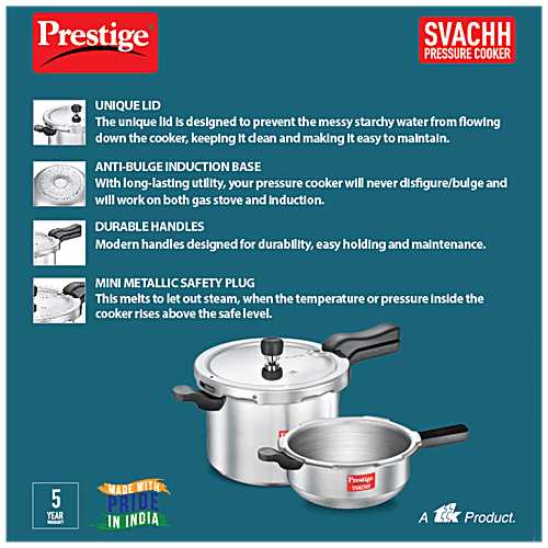 Prestige Svachh Outer Lid Pressure Cooker Combo-3L & 2L (10784), 2 Pcs (3L+2L) 