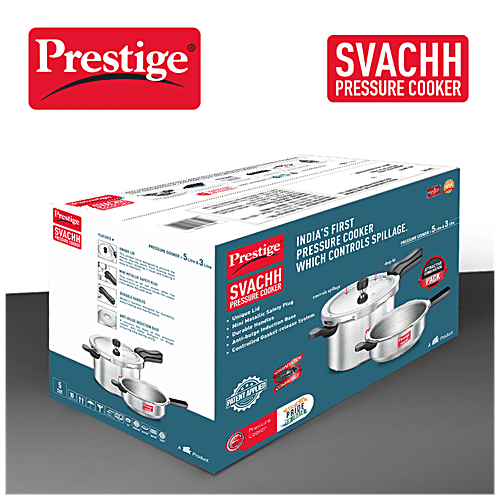 Prestige Svachh Outer Lid Pressure Cooker Combo-3L & 2L (10784), 2 Pcs (3L+2L) 