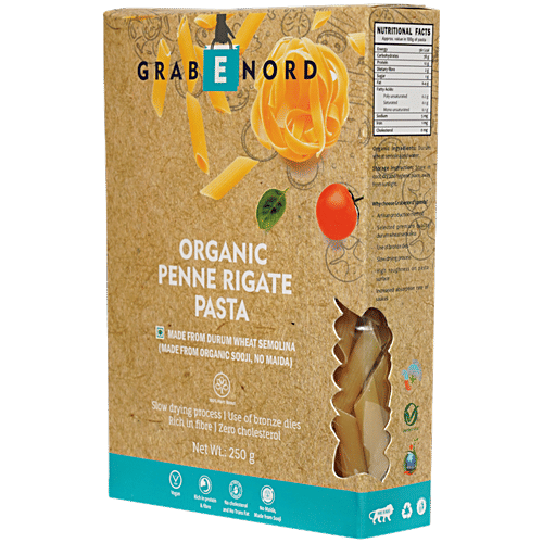 Grabenord Organic Penne Rigate - Durum Wheat Semolina, 250 g Carton No Maida, Rich In Fibre