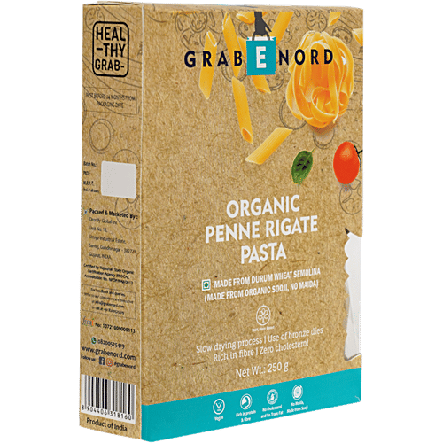 Grabenord Organic Penne Rigate - Durum Wheat Semolina, 250 g Carton No Maida, Rich In Fibre