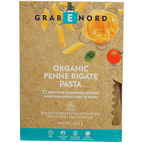 Grabenord Organic Penne Rigate - Durum Wheat Semolina, 250 g Carton No Maida, Rich In Fibre