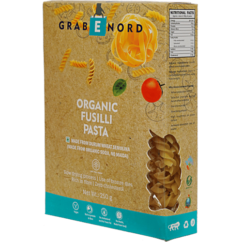 Grabenord Organic Fusilli - Durum Wheat Semolina, 250 g Carton No Maida, Rich In Fibre