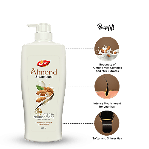 Dabur Almond Shampoo - With Almond-Vita Complex & Milk Extracts, 650 ml  