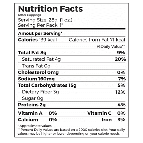 4700BC Instant Popcorn - Natural Healthy, 90 g  Non-GMO, Gluten Free