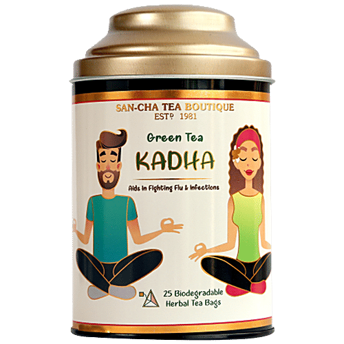 Sancha Kadha Green Tea - Ayurvedic, Fights Flu & Infection, 1 g (25 Bags x 1 g Each) Zero Caffeine