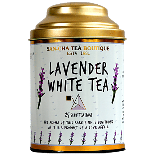 Sancha Lavender White Tea - Helps To Relax, Rich Aroma, 1 g (25 Bags x 1 g Each) Biodegradable Tea Bags