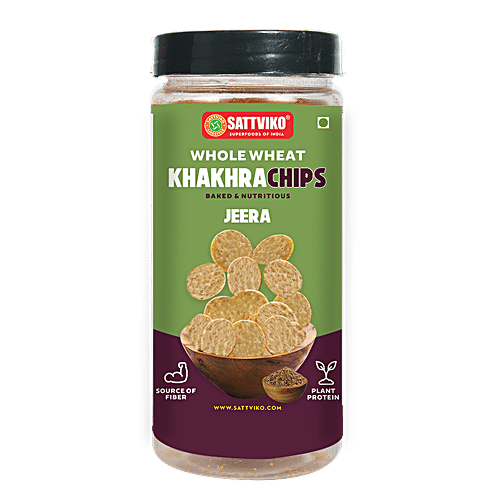 Sattviko Whole Wheat Khakhra Chips - Jeera Jar, 110 g  