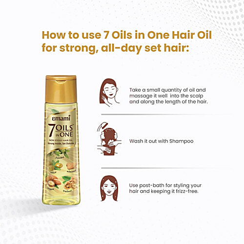 Emami 7 Oils In One Light, Non-Sticky & Non-Greasy Hair Oil, 20 Times Stronger Hair, Nourishes Scalp, 500 ml  With Goodness of Almond Oil, Coconut Oil, Argan Oil & Amla Oil