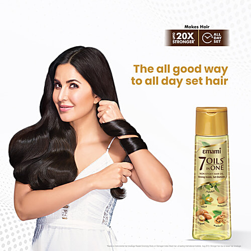 Emami 7 Oils In One Light, Non-Sticky & Non-Greasy Hair Oil, 20 Times Stronger Hair, Nourishes Scalp, 500 ml  With Goodness of Almond Oil, Coconut Oil, Argan Oil & Amla Oil