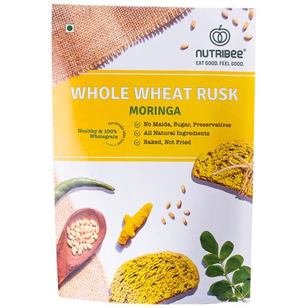 Nutribee Whole Wheat Rusk - Moringa Leaf, 200 g 