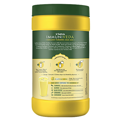 Saffola Immuniveda Golden Turmeric Milk Mix - Immunity Booster, 400 g Jar Boost Immunity & Source of Protein
