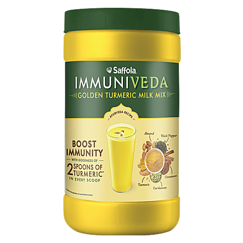 Saffola Immuniveda Golden Turmeric Milk Mix - Immunity Booster, 400 g Jar Boost Immunity & Source of Protein