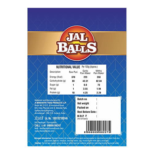 Shareat Jalballs Pani Puri Kit - Garlic, 30 pcs  
