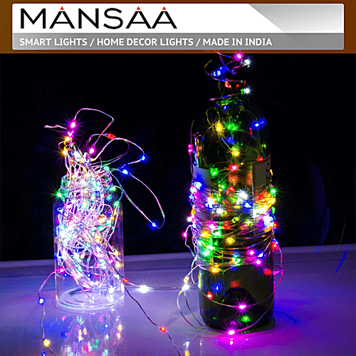 Mansaa USB Copper String Fairy Lights For Home Decor - 10 M, 100 LED, Multicolour, Festive, 1 pc Shock Proof, Christmas, Party, Patio Lawn
