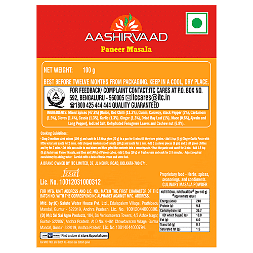 Aashirvaad Paneer Masala - Spice Blend, 100 g