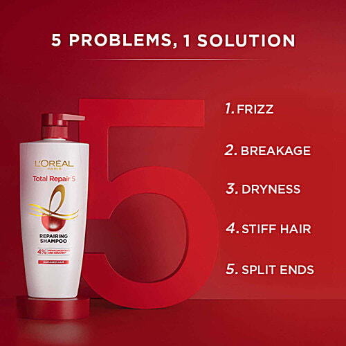 L'Oreal Paris Total Repair 5 Repairing Shampoo - With Keratin, 1 L