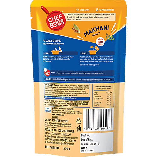 ChefBoss Makhani Gravy - Ready To Cook, 200 g  Ready to Cook