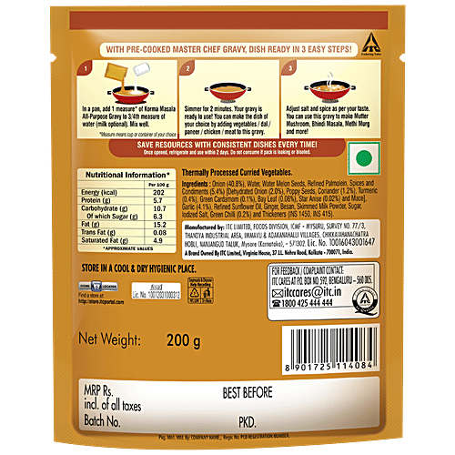 ITC Master Chef Korma Masala All-Purpose Gravy - Ready To Cook, 200 g  No Added Preservatives