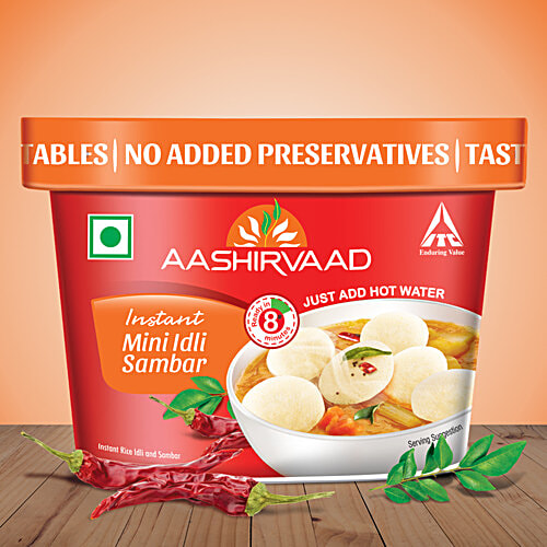 Aashirvaad Instant Mini Idli Sambar, 75 g Ready to Eat Idli Sambar, Instant Breakfast