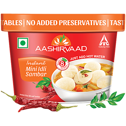 Aashirvaad Instant Mini Idli Sambar, 75 g Ready to Eat Idli Sambar, Instant Breakfast