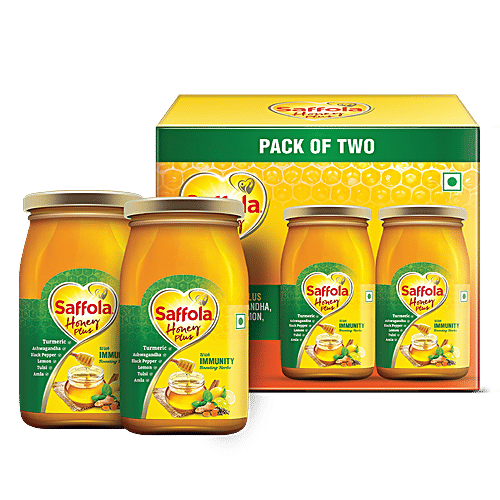 Saffola Honey Plus - Turmeric, Ashwagandha, Black Pepper, Lemon, Tulsi, Amla, 250 g (Pack of 2) 