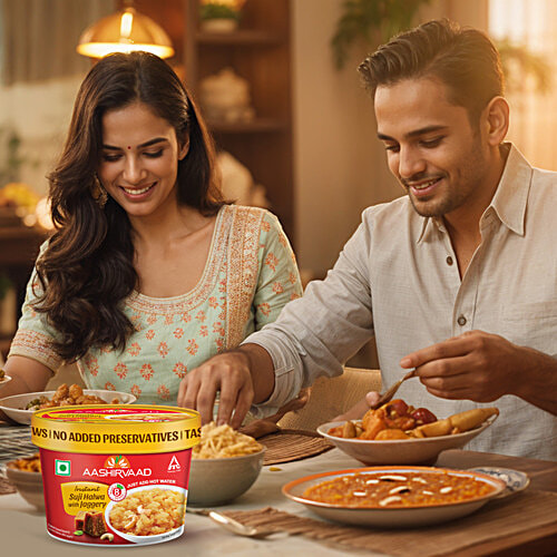 Aashirvaad Instant Suji Halwa - With Jaggery, 70 g  Ready to Eat Halwa, Instant Sweet Dish
