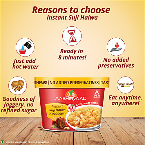 Aashirvaad Instant Suji Halwa - With Jaggery, 70 g  Ready to Eat Halwa, Instant Sweet Dish