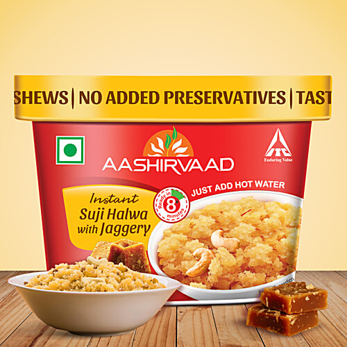 Aashirvaad Instant Suji Halwa - With Jaggery, 70 g  Ready to Eat Halwa, Instant Sweet Dish