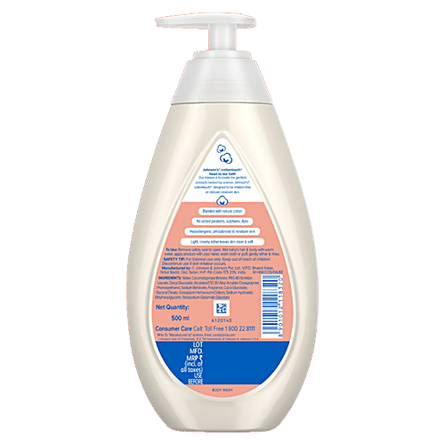 Johnsons Baby Cottontouch Newborn Head-To-Toe Bath, 500 ml  No Added Parabens, Sulphates, Dyes