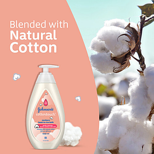 Johnsons Baby Cottontouch Newborn Head-To-Toe Bath, 500 ml  No Added Parabens, Sulphates, Dyes