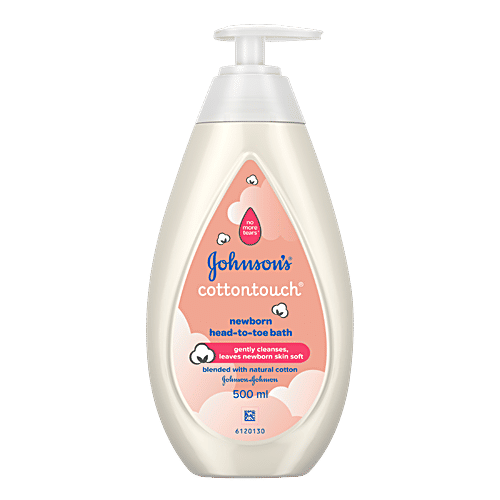 Johnsons Baby Cottontouch Newborn Head-To-Toe Bath, 500 ml  No Added Parabens, Sulphates, Dyes