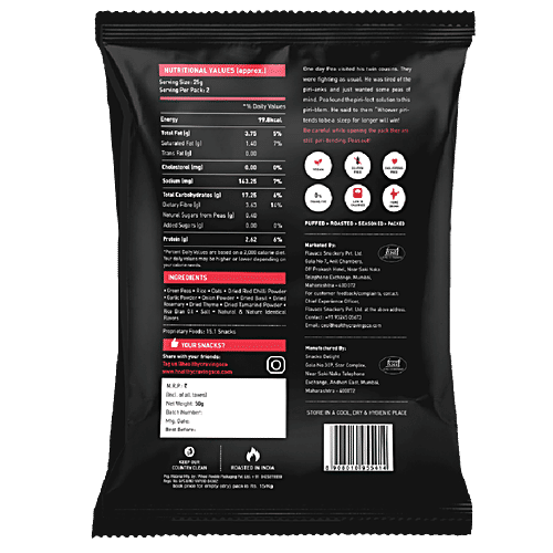 The Healthy Cravings Co. Pea Pops - Piri Piri, 50 g Pouch Natural, No Added Sugar