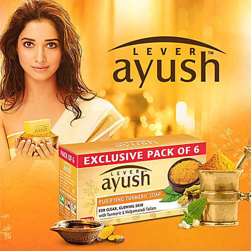 Buy Lever Ayush Purifying Turmeric Soap, For Clear, Glowing Skin, Detoxifies Body Online at Best