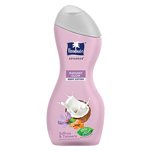 Parachute Advansed Radiant Glow Body Lotion - Naturally Bright & Fair Skin, Saffron & Turmeric with Pure Coconut Milk, 250 ml  100% Natural Moisturisers