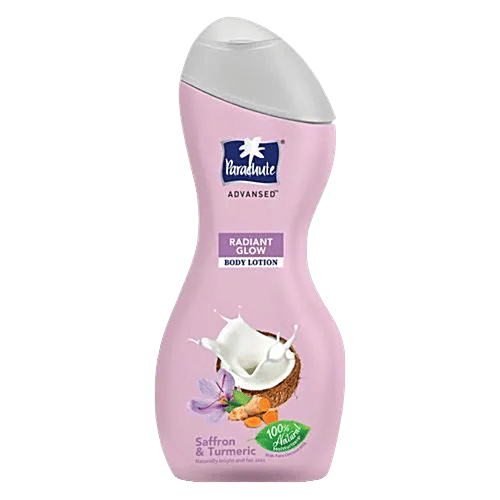Parachute Advansed Radiant Glow Body Lotion - Naturally Bright & Fair Skin, Saffron & Turmeric with Pure Coconut Milk, 250 ml  100% Natural Moisturisers
