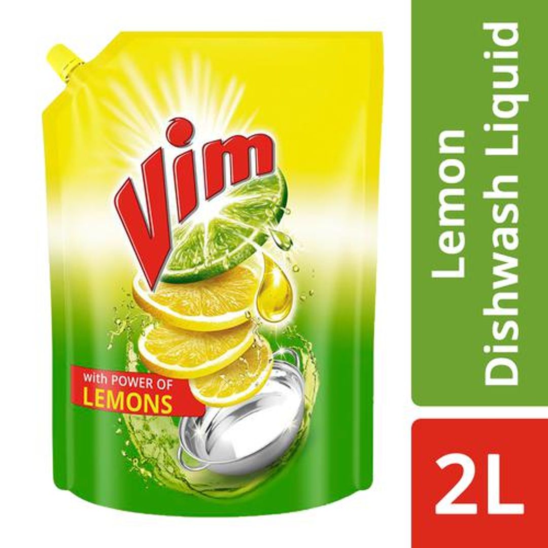 Vim Dishwash Liquid Gel Lemon Refill Pouch, 2 L 