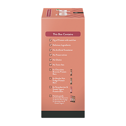 Phab Protein Bar - Mocha Nut Fudge, 65 g (Pack of 6) No Trans Fats & Artificial Sweetener