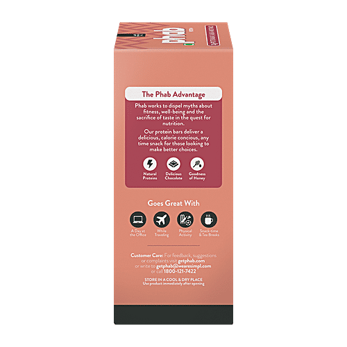 Phab Protein Bar - Mocha Nut Fudge, 65 g (Pack of 6) No Trans Fats & Artificial Sweetener